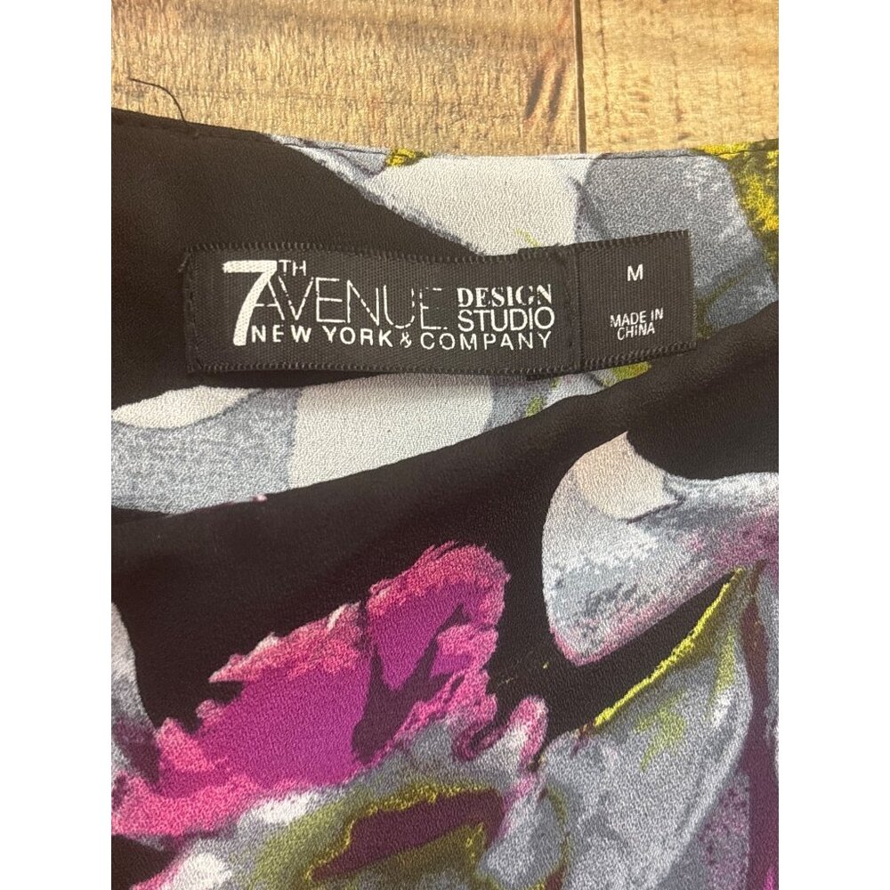 7th Avenue Design Studio Black Floral Tiered Maxi Skirt M Polyester - Picture 4 of 7